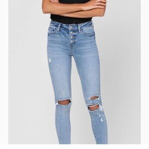 VERVET HIGH RISE BUTTON UP SKINNY JEANS 30